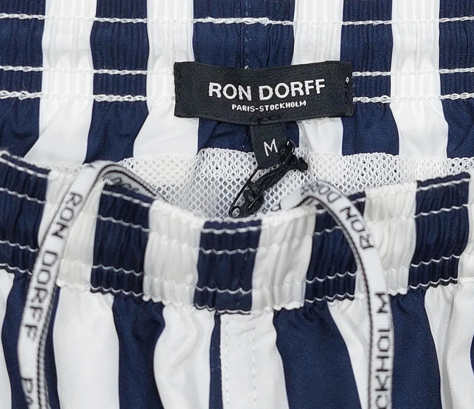 Ron Dorff vertical stripes swim shorts - white / navy M – photo 2